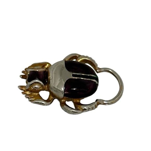 Crystal Purple Beetle Brooch: Insect Scarab Jewelry - Etsy Vintage Scarab Pin Brooch Purple and Brass Insect Bug
